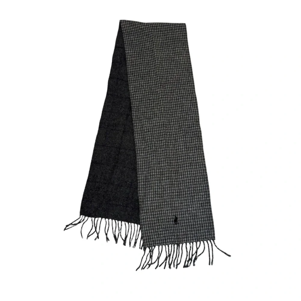 Men’s Polo RL reversible Wool‎ Blend Scarf in Grey Plaid